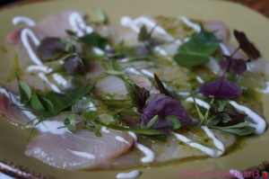 Dish 1: Kingfish Sashimi with Lime, Chilli, Coconut & Thai Basil
